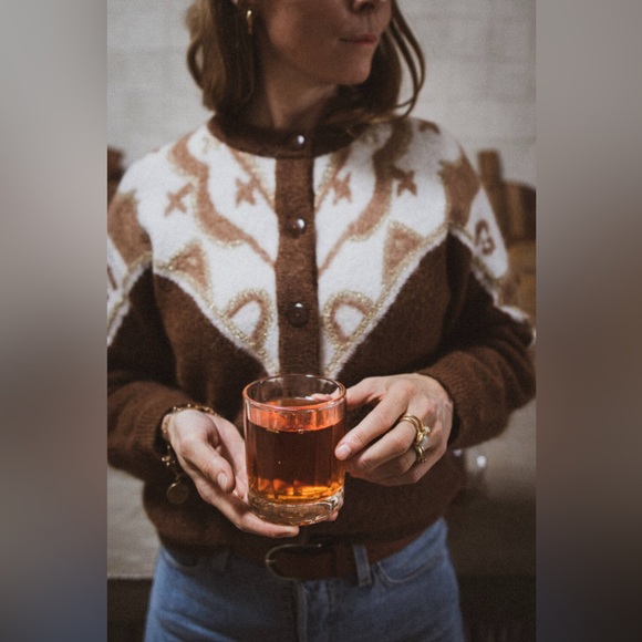 Sézane Margaux Cardigan in Brown Camel Gold Size L - Picture 15 of 16